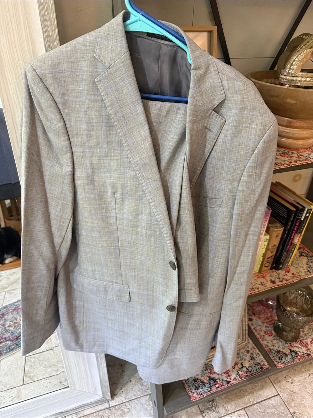 Calvin Klein Light Gray Plaid Suit Jacket